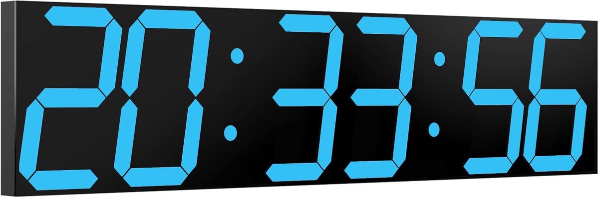 SnelShoppen - Oversized Digitale Wandklok met Automatische Dimmer, Countdown Timer, 68,6 cm Breed LED-Display, 6 Cijfers, Wandmontage, Datum en Temper