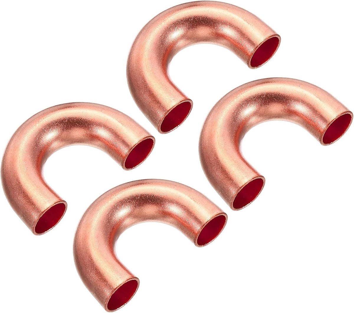 3/8 Inch OD 34x22mm Elleboog Koperen Pijpmontage, 4 Pack 180 Graden Bend Lassen Zweet Soldeer Aansluiting voor HVAC Airconditioner Sanitair Gas Water Olie