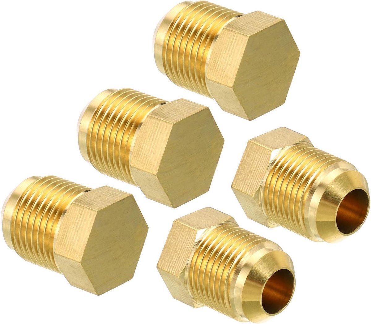 Male 1/2" messing afdichtstop 5 Pack SAE fakkel buisfitting 45 graden zeskant buisleiding beslag voor airconditioner koeling
