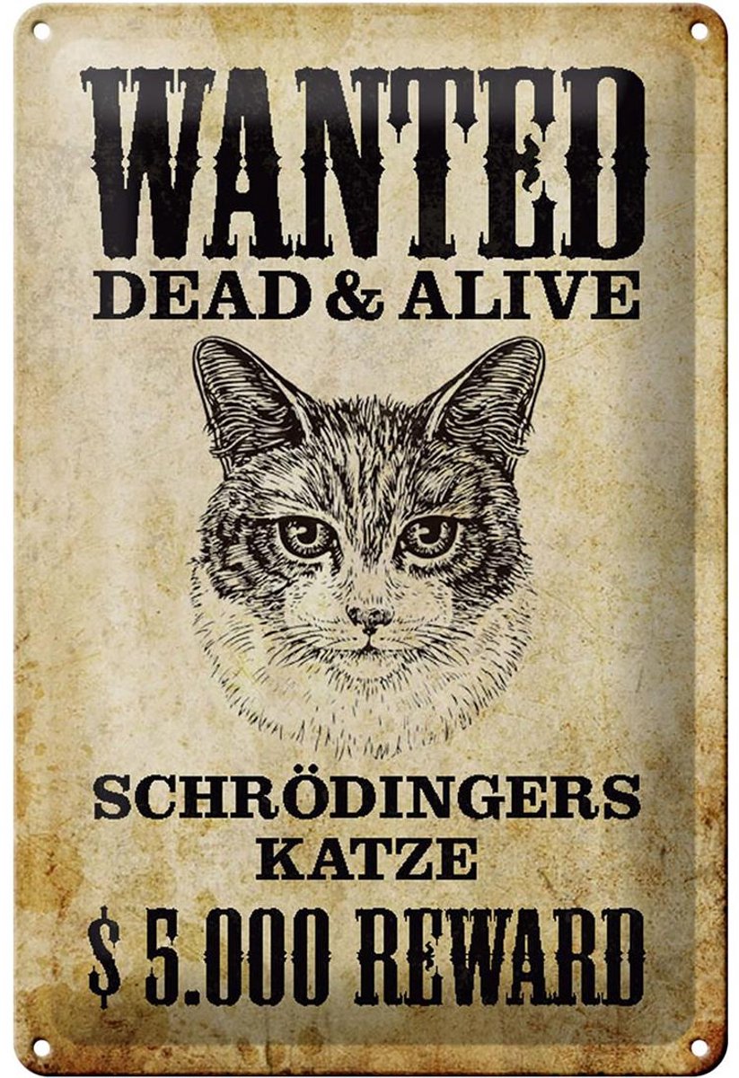 Blechschild Tiere 20x30cm wanted Schrödingers Katze