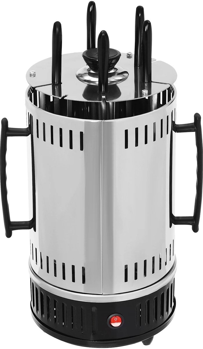 Reky Grill - Elektrische Grill - Verticale Automatische Draaispitgrill - 5 Spiesjes - Rookvrij - Roterend - 1000W - 20x37,5 cm