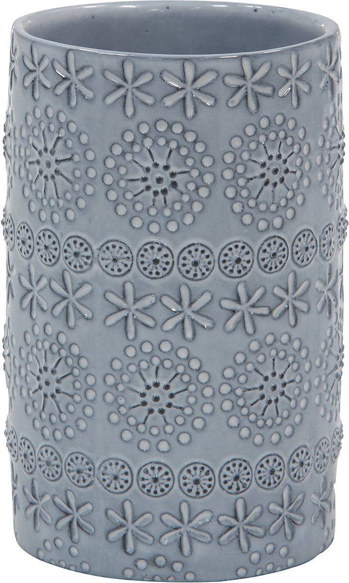 Spirella Relief Tandenborstelhouder Beker Grijs – Badkamer Accessoires Tumbler voor Tandenborstel en Tandpasta – 7 x 11,5 cm