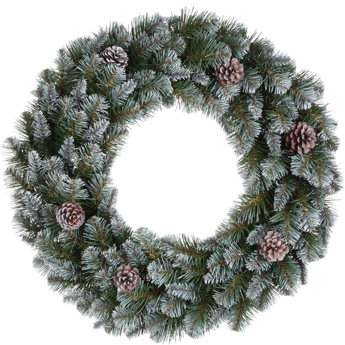 Triumph Tree Empress Groen Frosted - Kerstversiering met Dennenappels en Zachte PVC-Naalden - Kerstkrans met Klassieke Uitstraling - Deurkrans voor Binnen - Ø60 cm - Groen