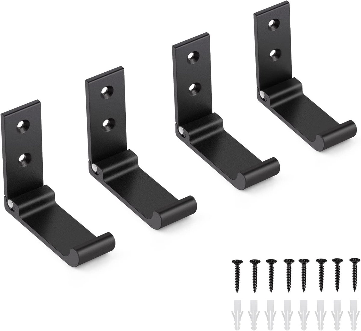 SnelShoppen - Vouwbare Wandhaken - Vouwbare Kledinghaken 90 Graden - 4 Stuks Vouwhaken RVS - Voor Keuken, Badkamer, Wand, Jas, Handdoek, Sleutels - Zw