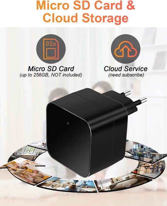 Verborgen Camera - Spycam Mini - Woning Beveiligen - Met USB Lader - 6x6x3 cm - Wit — afbeelding 3