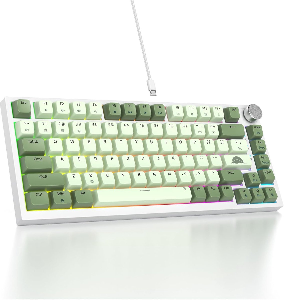 SnelShoppen - Mechanisch Gaming Toetsenbord, Bedraad, 75% Hot-Swappable, RGB Toetsenbord met Rode Schakelaars, TKL 82 Toetsen PBT, Compact NKRO Toetse