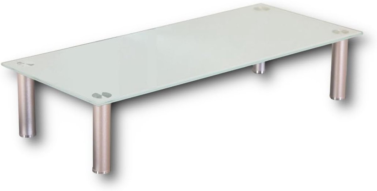 SnelShoppen - Euro Tische Glazen TV Meubel in 3 Maten en Kleuren, Ergonomisch TV Onderstel van Veiligheidsglas, 80 cm Wit, Perfect voor Woonkamer en K