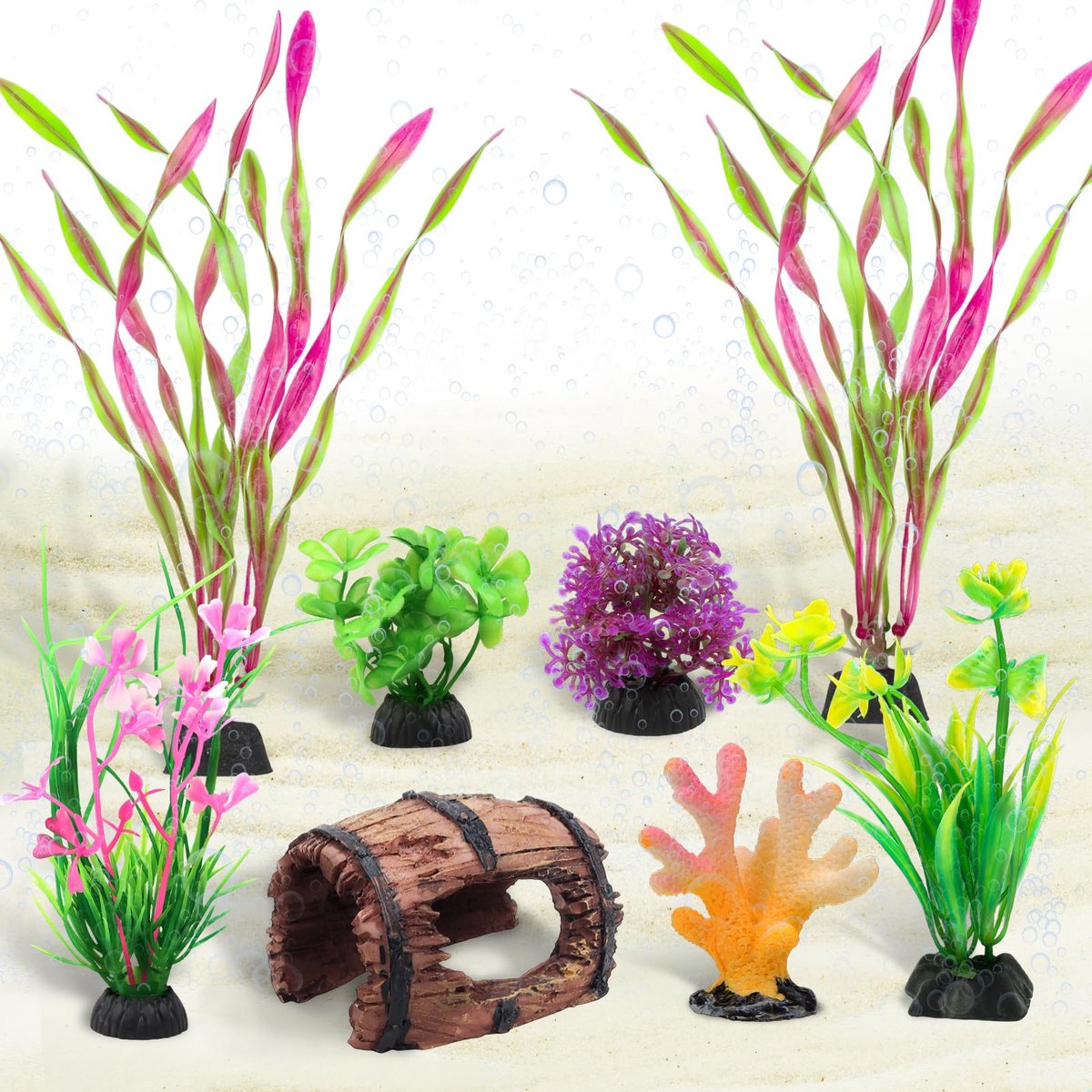 Aquarium decoraties aquarium accessoires planten plastic hars vat en koraal schuilplaats ornamenten aquarium decor set 8 stuks