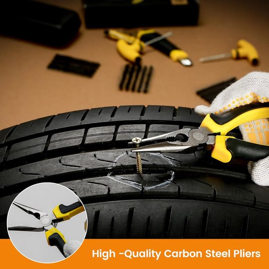 Bandenreparatieset - Noodreparatie Kit - Onderweg Repareren - Compleet 27-delig - 20 Koorden - Zwart — afbeelding 5