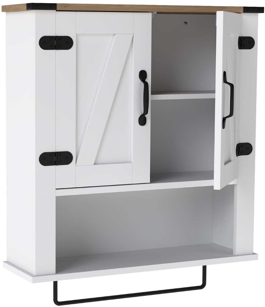 SureDeal® - Hangkast - Badkamerkast - Handdoekhouder Wandkast Hout - Keuken Badkamer - Wasruimte - 60,5x20x72,5 cm - Wit