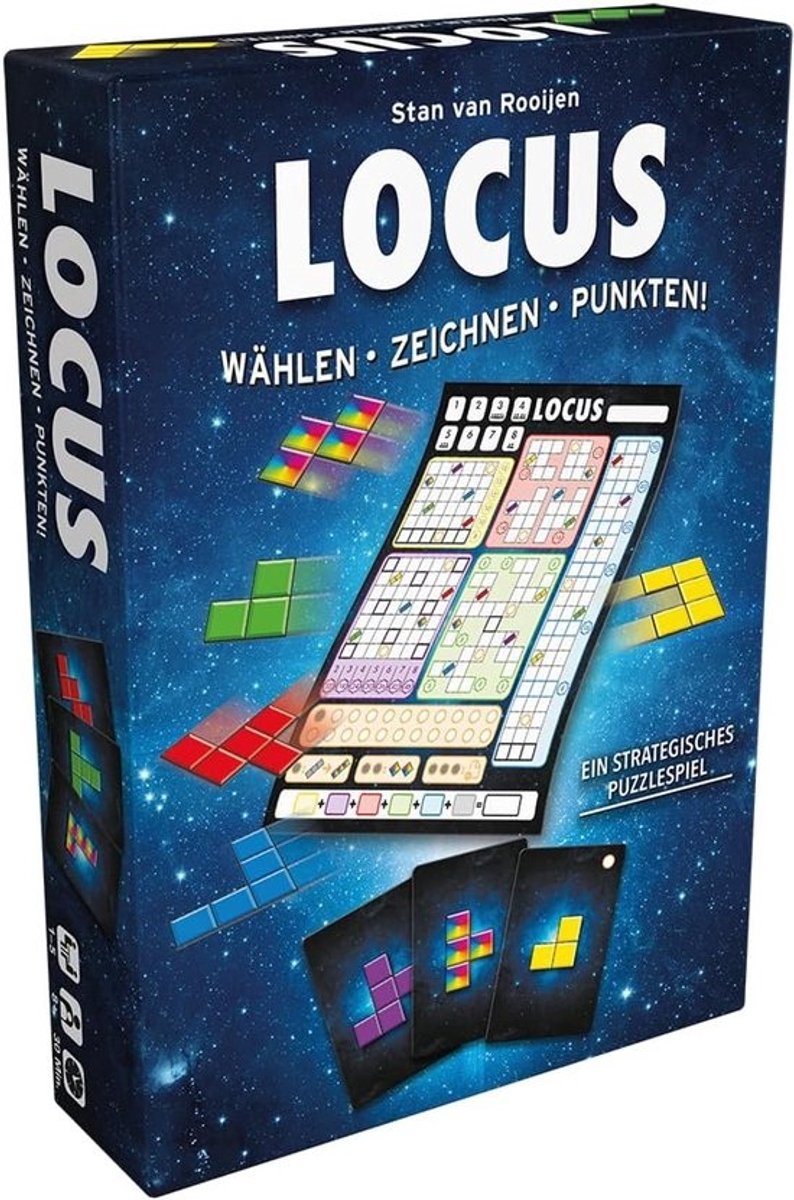 Locus Bordspel - Flip & Write Spel - Strategisch Denken - Variabele Puzzel Vormen - 18.5 x 12.5 cm - Meerkleurig