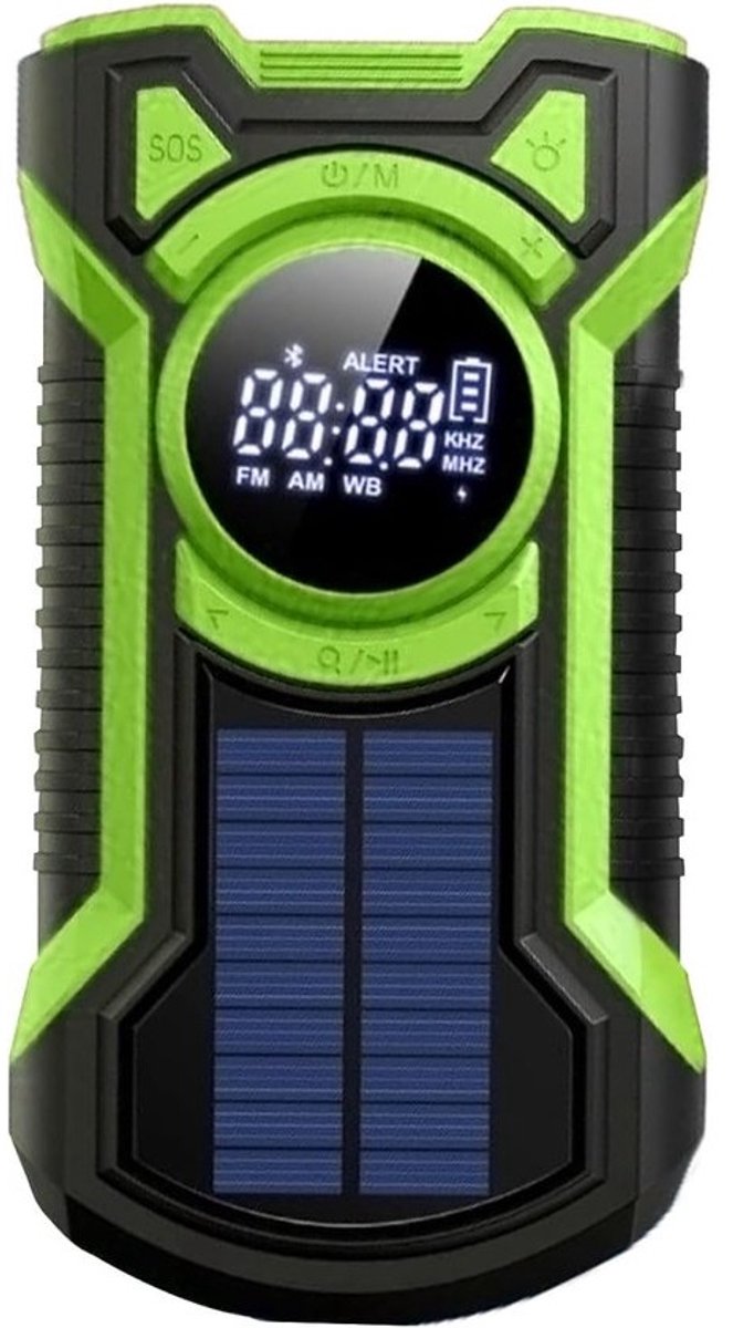 Draagbare Radio - Opwindbare Radio - Noodsituaties Buiten - 5000mAh Accu Zaklamp - 175 x 99 x 68 cm - Groen