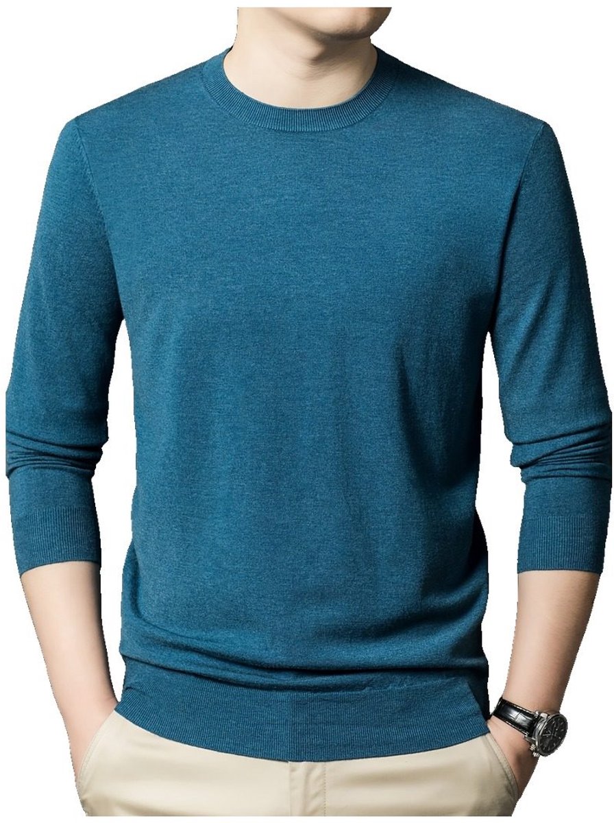Currero Sweater Heren Sweaters Sweatshirt Hoodie Warme Trui Pullover Jumper Crewneck Vest Tealblauw