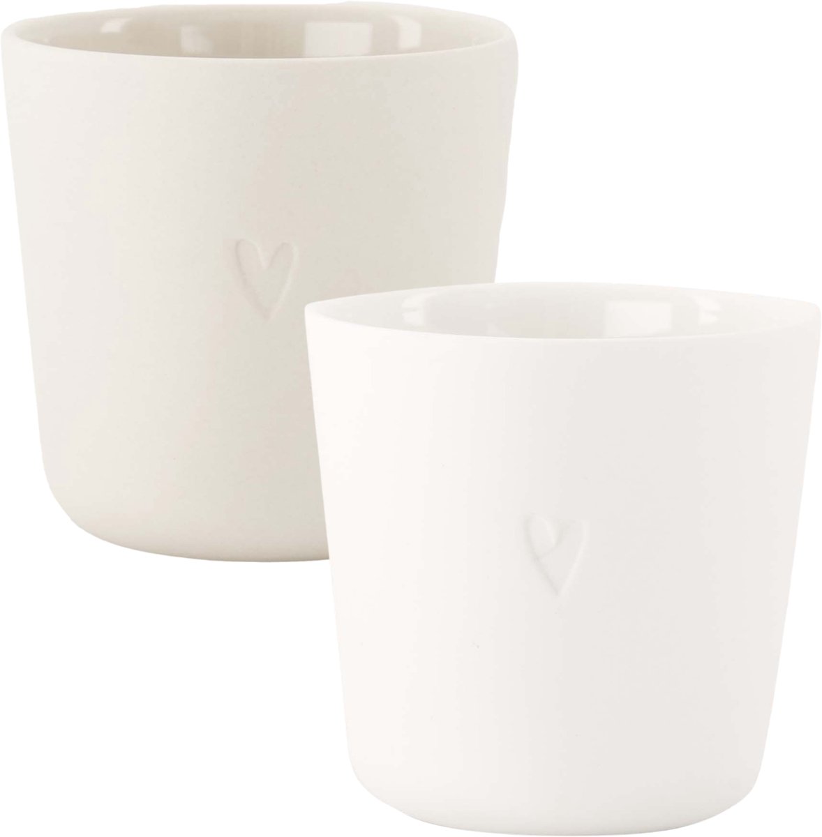 Zusss Set Van 2 Koffiemokken Hartje - Keramiek - Sand & Wit - 230Ml Keramiek Wit / Zand