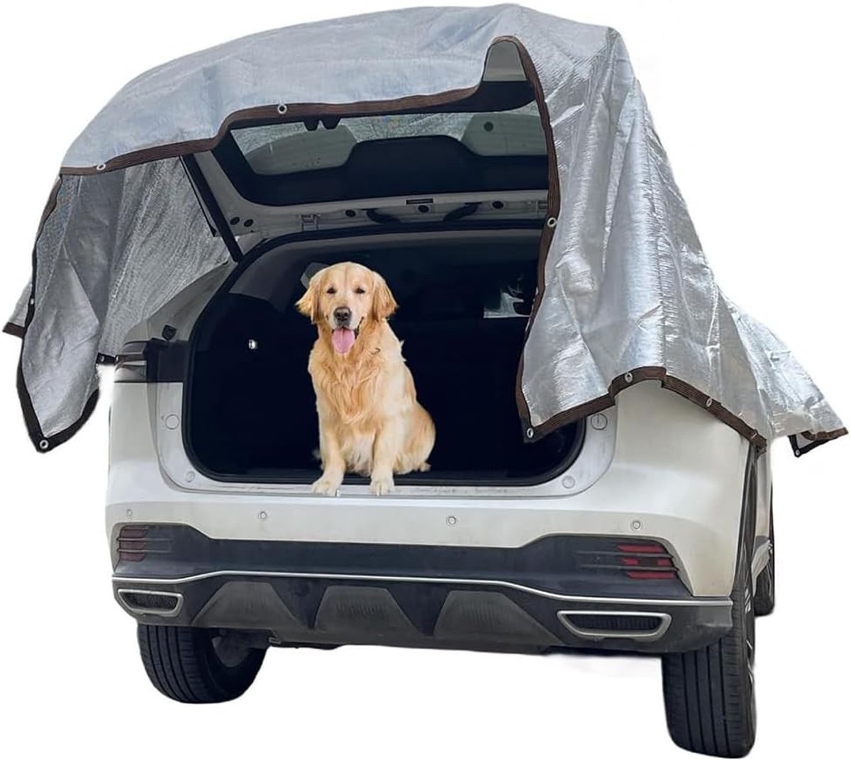 Beschermnet 3 x 3 m voor Auto's en Honden, Reflecterend Aluminium, Blokkeert 80% UV-straling, Ideaal voor SUV's en Zonne-energie Bescherming
