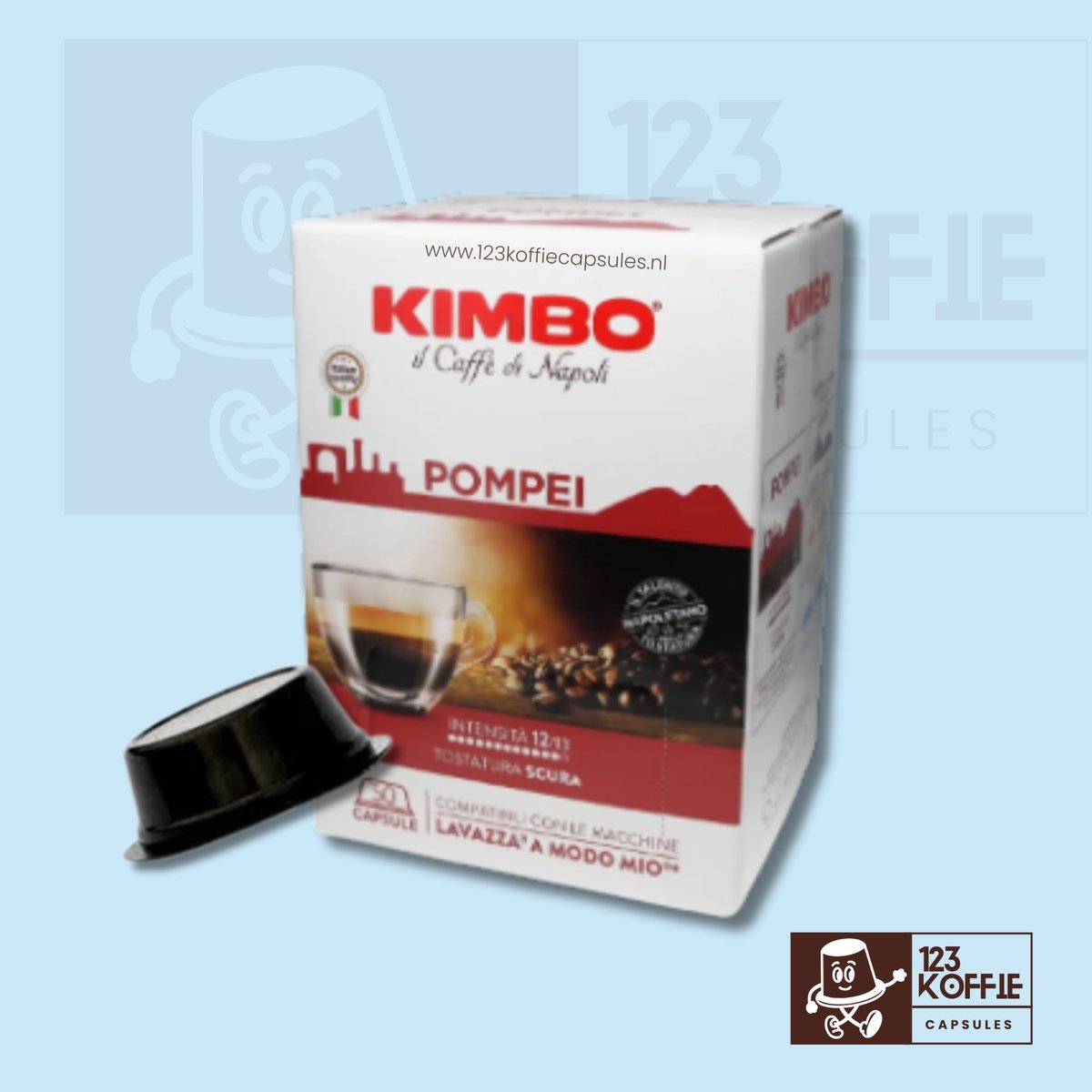 Kimbo Pompei Koffiecups A Modo Mio 50 stuks – Italiaanse espresso capsules