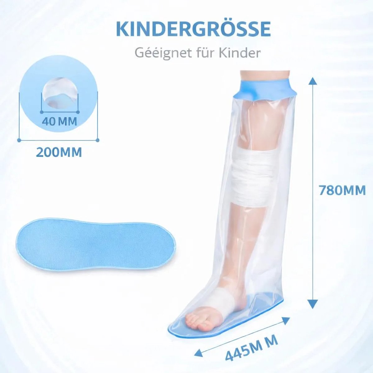Kinderdouchebeenbeschermers, herbruikbare TPU-beschermhoezen Geschikt voor siliconen ringen en antislip onderkant, Geschikt voor baden en douchen.