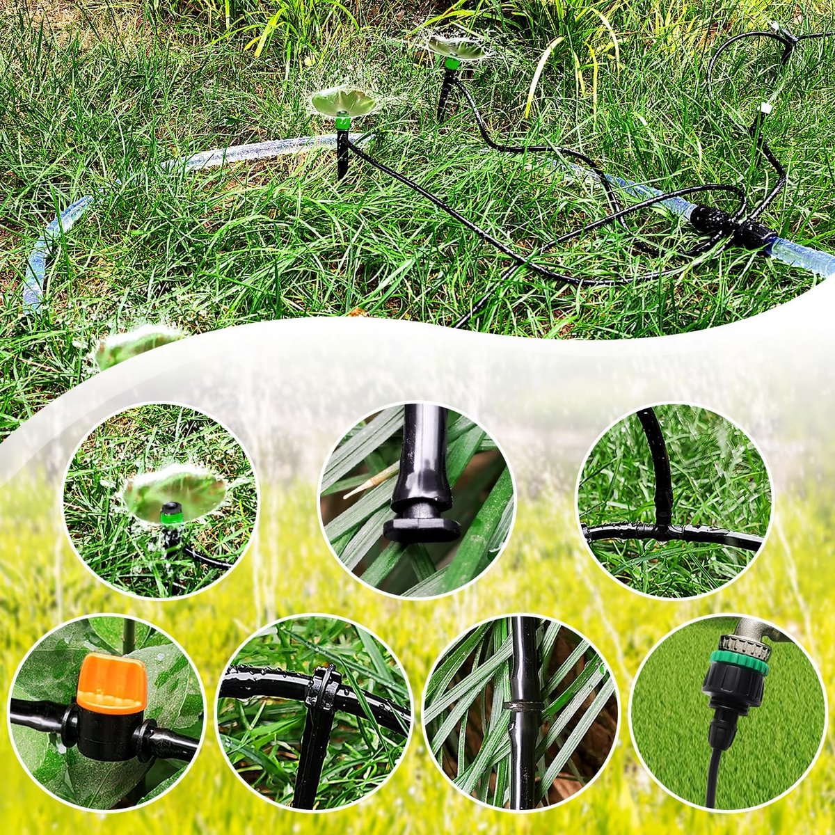 Complete 162-delige Drip Irrigation Kit met 82ft Slang, Recht Barbs, Tee Connector en Eindplug voor Tuin, Patio en Landschapsirrigatie