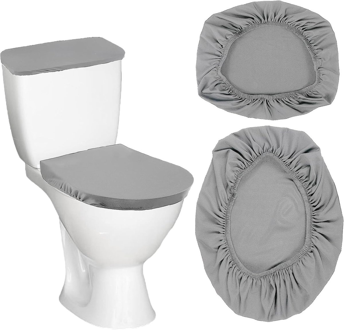Set van 2 Wasbare Toiletbrilhoezen van Zacht Rekbaar Stof met Elastische Onderkant voor Universele Passende Toiletzittingen