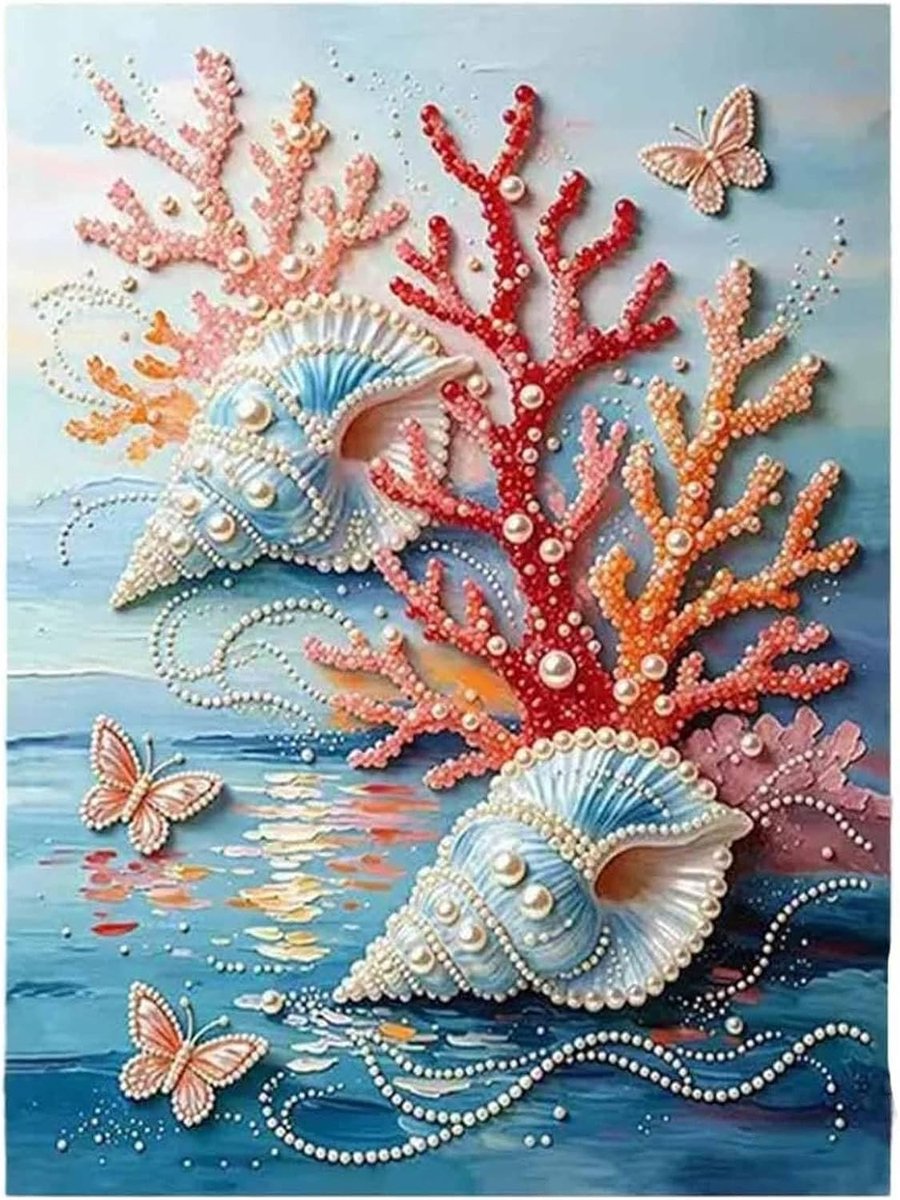 Casalora® Diepzee Parel Diamond Painting – DIY 3D Oceaan Kunstwerk – Speciale Vorm Parels en Diamantjes op Canvas – Creatieve Hobby voor Volwassenen en Beginners – Oceaan Wanddecoratie – 30 × 40 cm