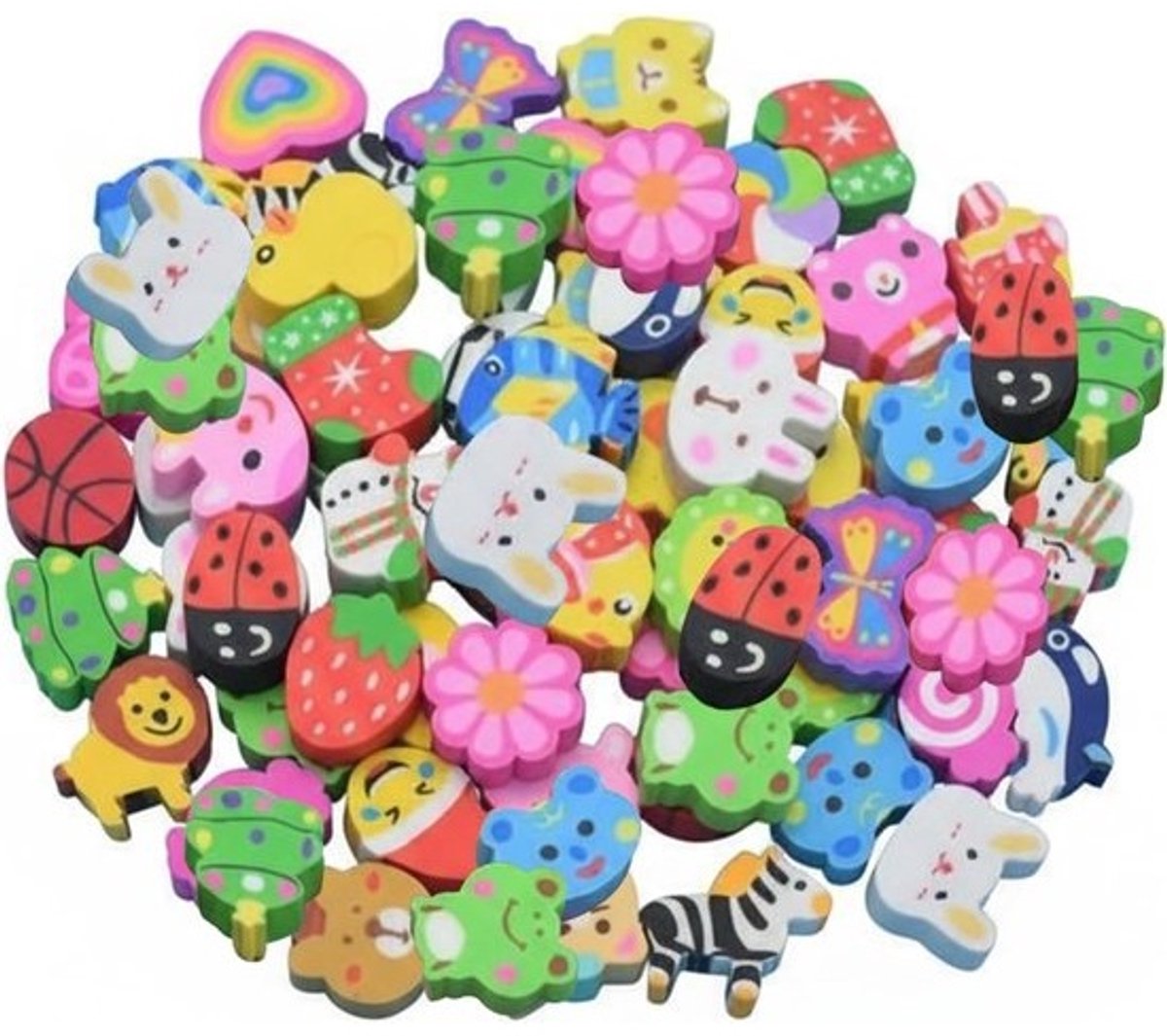Thijox - Set van 30 kleurrijke gummetjes, grappige dierenset voor potlood, mini-gummen als geschenk of beloning, perfect voor studenten en kinderen, i