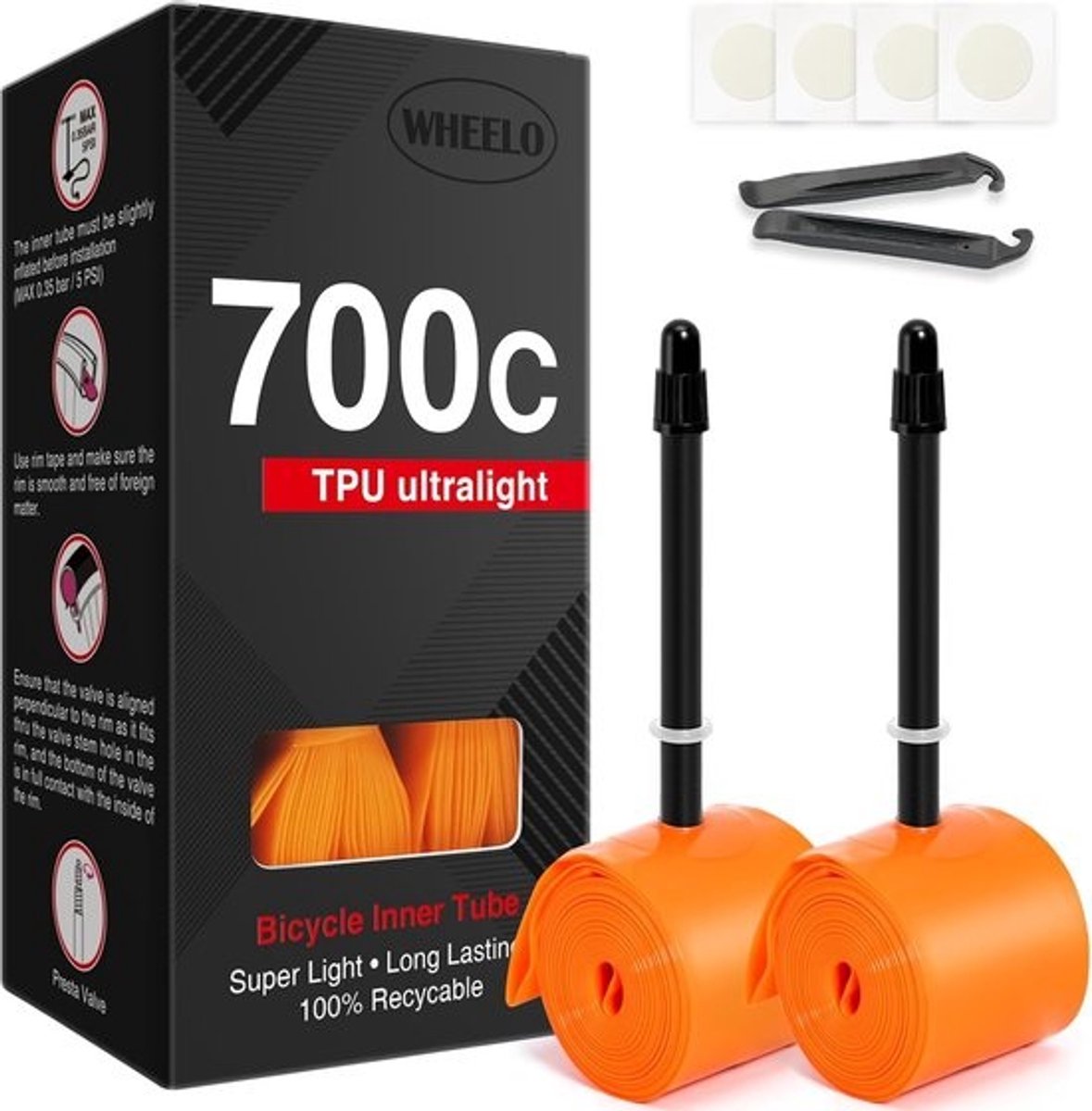 Fiets Binnenband - Racefiets Buis - Weg Gebruik - Lichtgewicht TPU Materiaal - 700C x 23-35mm - Oranje
