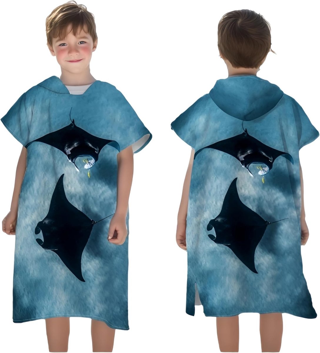 Kids Bad/Surf/Strand Poncho van Microfiber met Kap, Ideaal voor Wateractiviteiten, 75x60cm, Geschikt voor Jongens en Meisjes