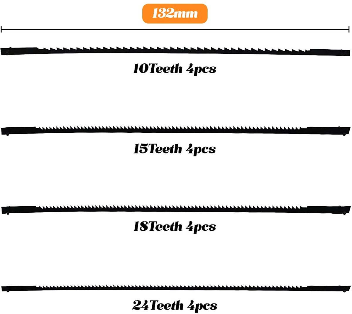 Jigsaw zaagbladen set van 16 stuks voor hout, plastic, schuim en zacht metaal - 127 mm, 5 inch zaagbladen met verschillende tanden