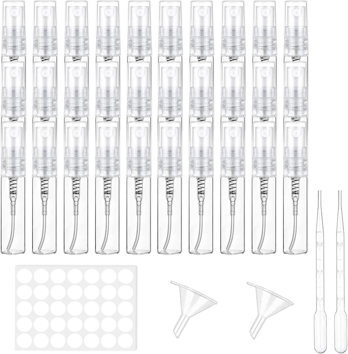 Reisverstuivers voor Parfum en Cosmetica, Mini Sprayflessen voor Vloeistoffen en Lichaamsverzorging (30 Stuks, 5 ml)