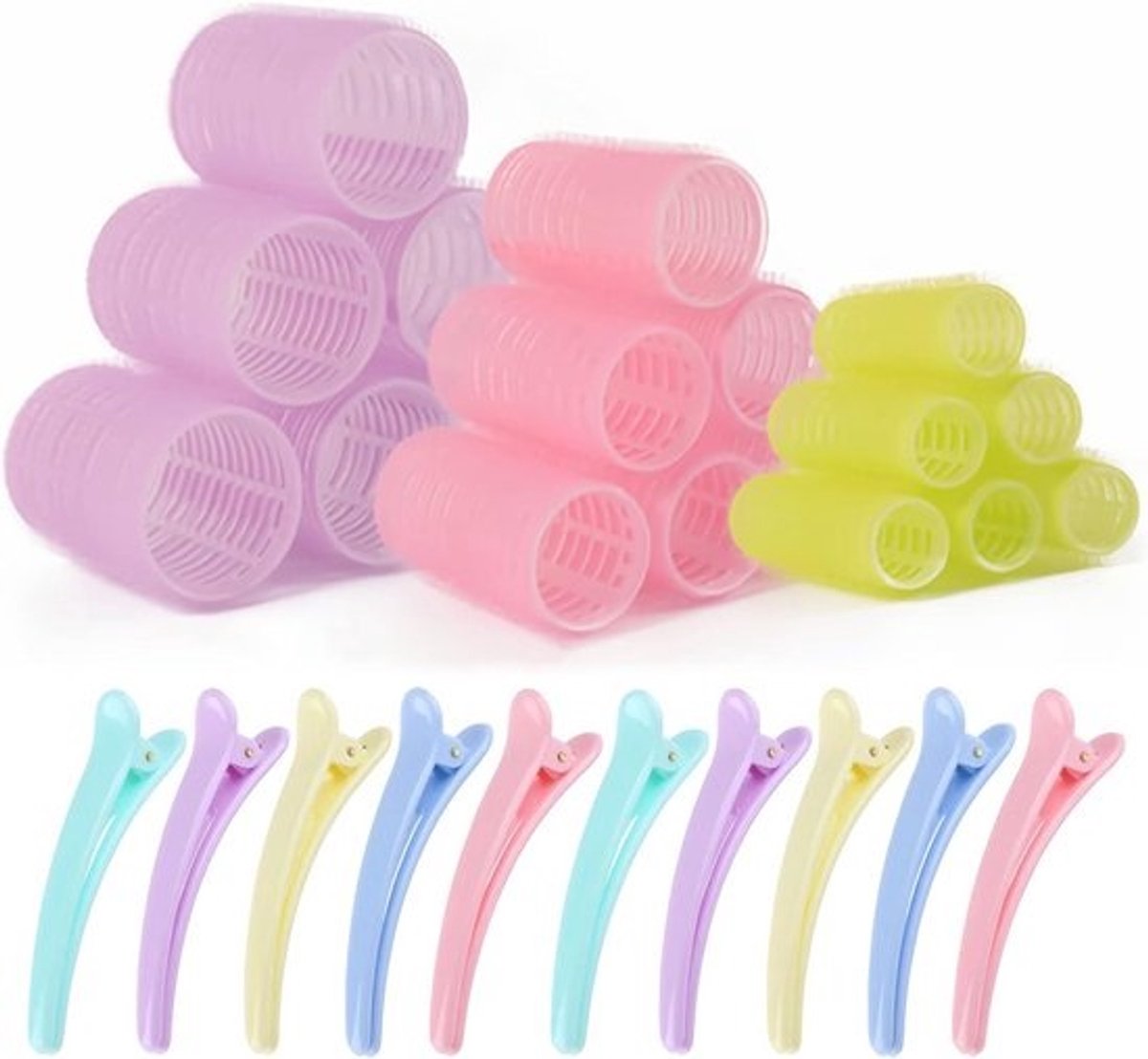 Professionele Hairrollers Set met 18 Stuks - Inclusief 12 Clips voor Alle Haartypes