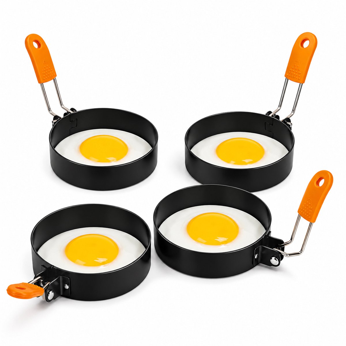 Antiaanbak-eierringen - 10 cm - Oranje handvat - 4 stuks