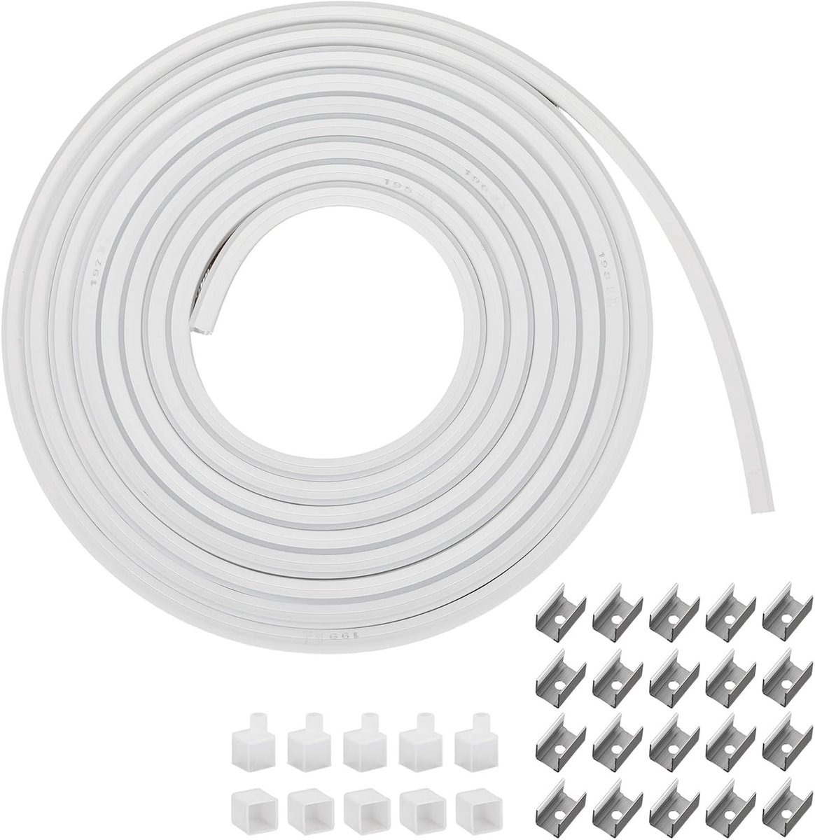 5 meter flexibel LED profiel met melkachtige witte cover, eindkappen en bevestigingsclips voor LED strips, ideaal voor verlichting en decoratie