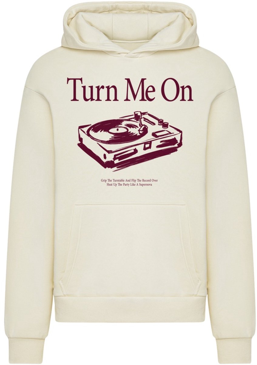 Mister Tee Turn Me On Record Player Fluffy Hoodie/trui S Creme