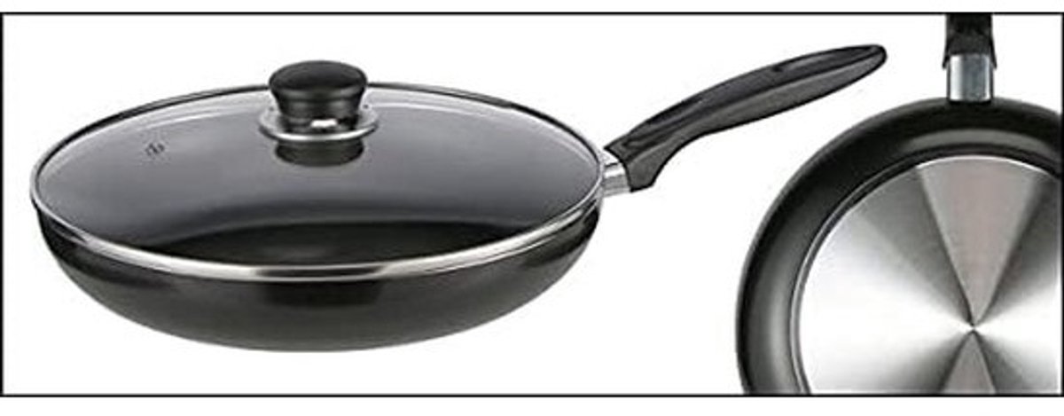 Grote Aluminium Koekenpan 28 cm met Hittebestendig Deksel