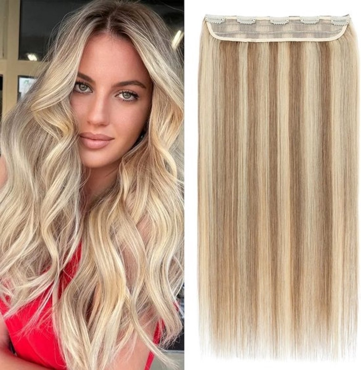 Clip-in Haarstuk Echt Haar 25 cm - Dikke Haarverlenging met 5 Clips, Zacht & Glad