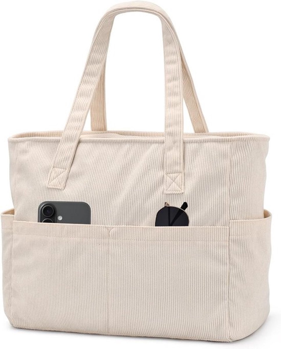 Grote Waterdichte Tote Bag voor Dames - Shopper met Laptopvak tot 17 Inch - Inklapbare Handtas voor Werk, Strand en Sport