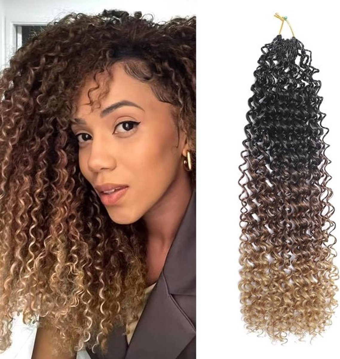 Pre Looped Micro Kinky Curly Crochet Hair Extensions 12 Inch