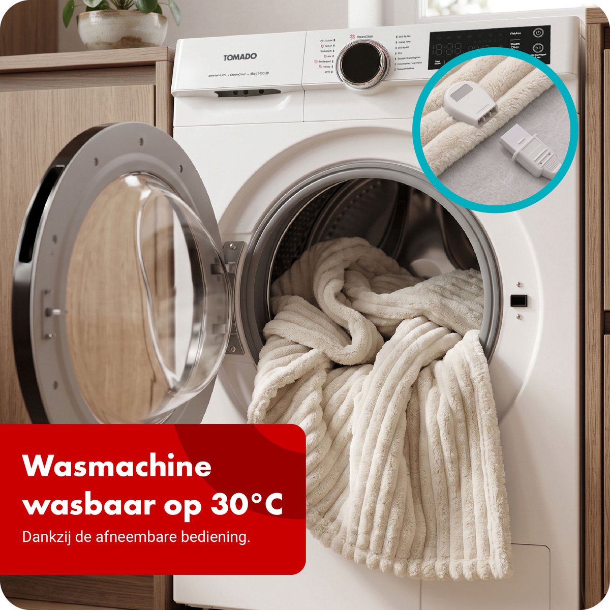 Tomado TEB1805C - Elektrische deken - Omslagdeken - Warmtedeken - Imitatiebont - 180 x 130 cm - Eenpersoons - Beige – foto 7