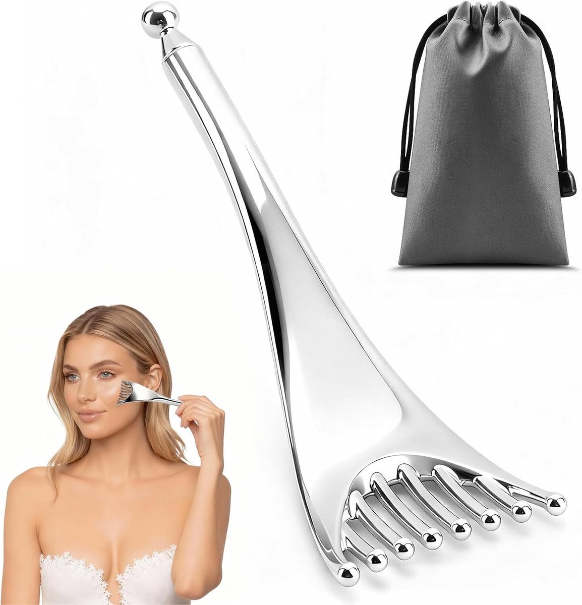 Zinklegering Gua Sha Tool voor Lymfedrainage, Gezichtscontour en Pijnverlichting van het Lichaam - Ideaal voor Spierverzorging en Ontspanning
