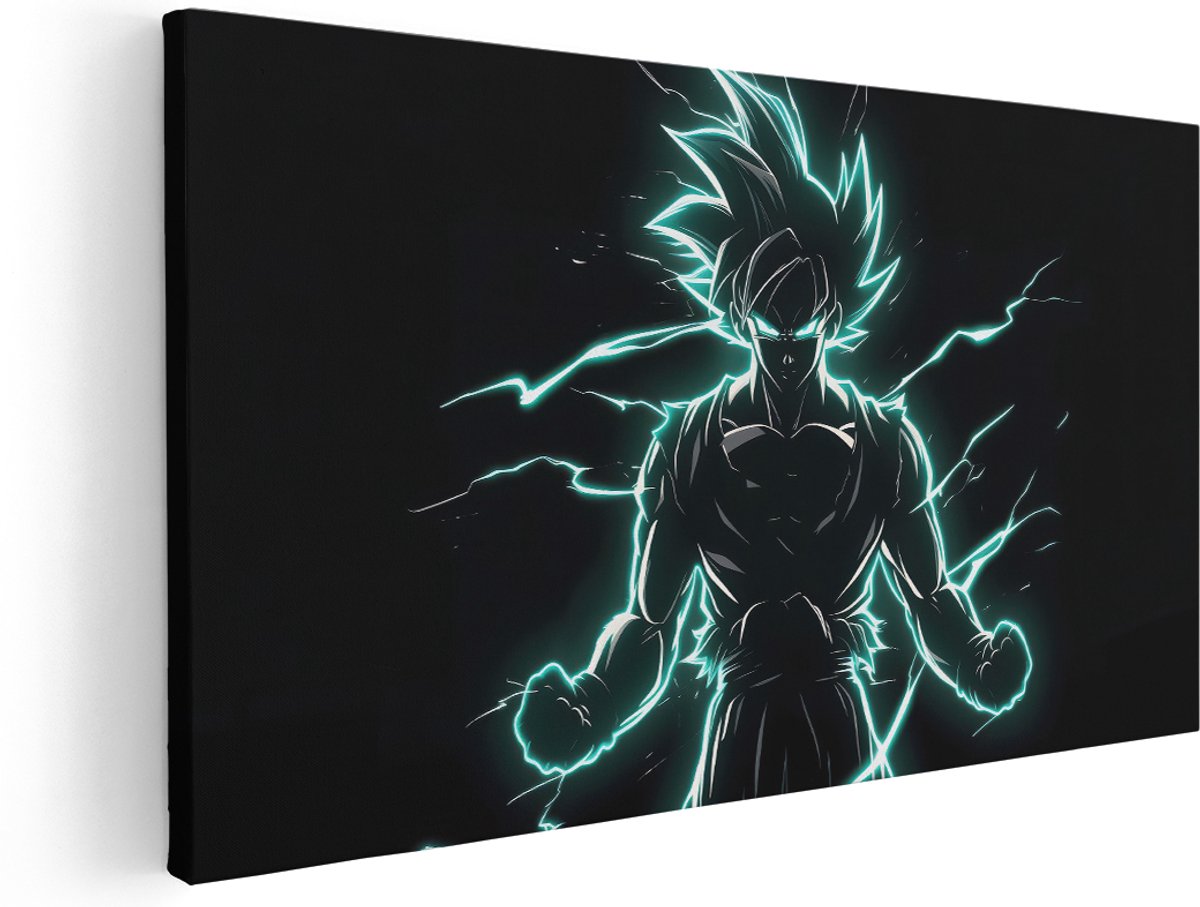 Artaza Canvas Schilderij Super Saiyan - 180x90 cm - Groot - Goku Wanddecoratie Anime - Muurdecoratie Slaapkamer Jongen - Dragon Ball Decoratie