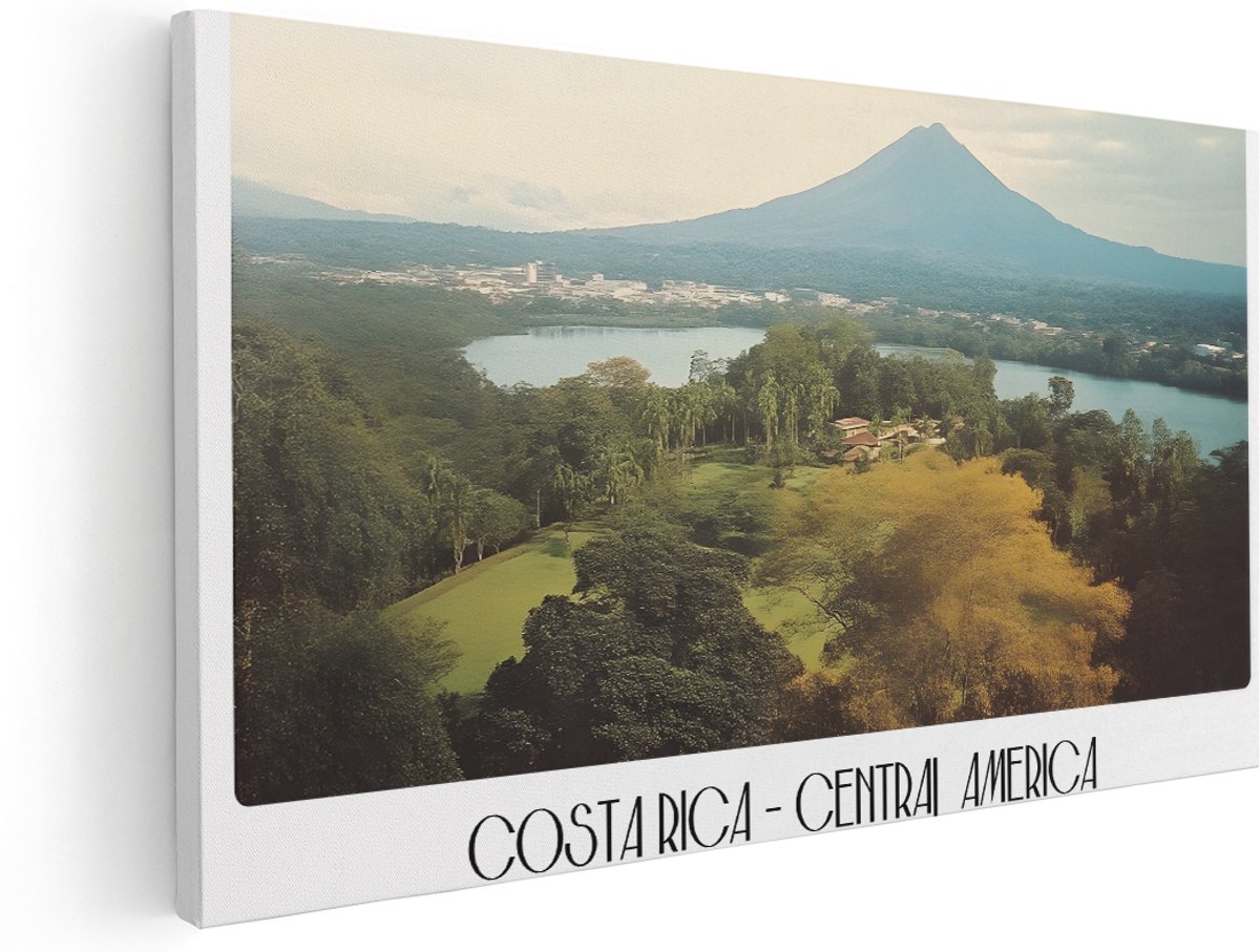 Artaza Canvas Schilderij Landschap Costa Rica - 180x90 cm - Groot - Wanddecoratie Vulkaan - Muurdecoratie Natuur - Kamer Accessoires Panorama