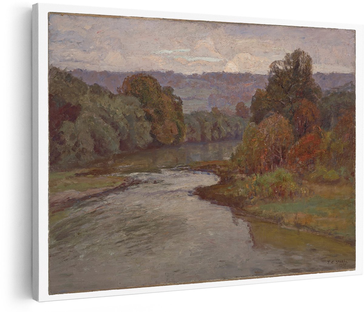 Artaza Canvas Schilderij Landschap - 180x120 cm - Groot - Wanddecoratie Natuur - Muurdecoratie Rivier Herfst - Schilderijen Woonkamer Bomen