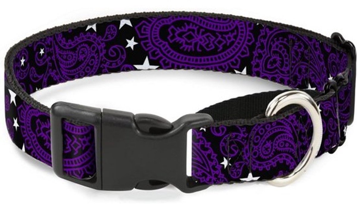 Martingale Hondenhalsband Verstelbaar voor Middelgrote tot Grote Honden - Zwart Paars Wit Patroon