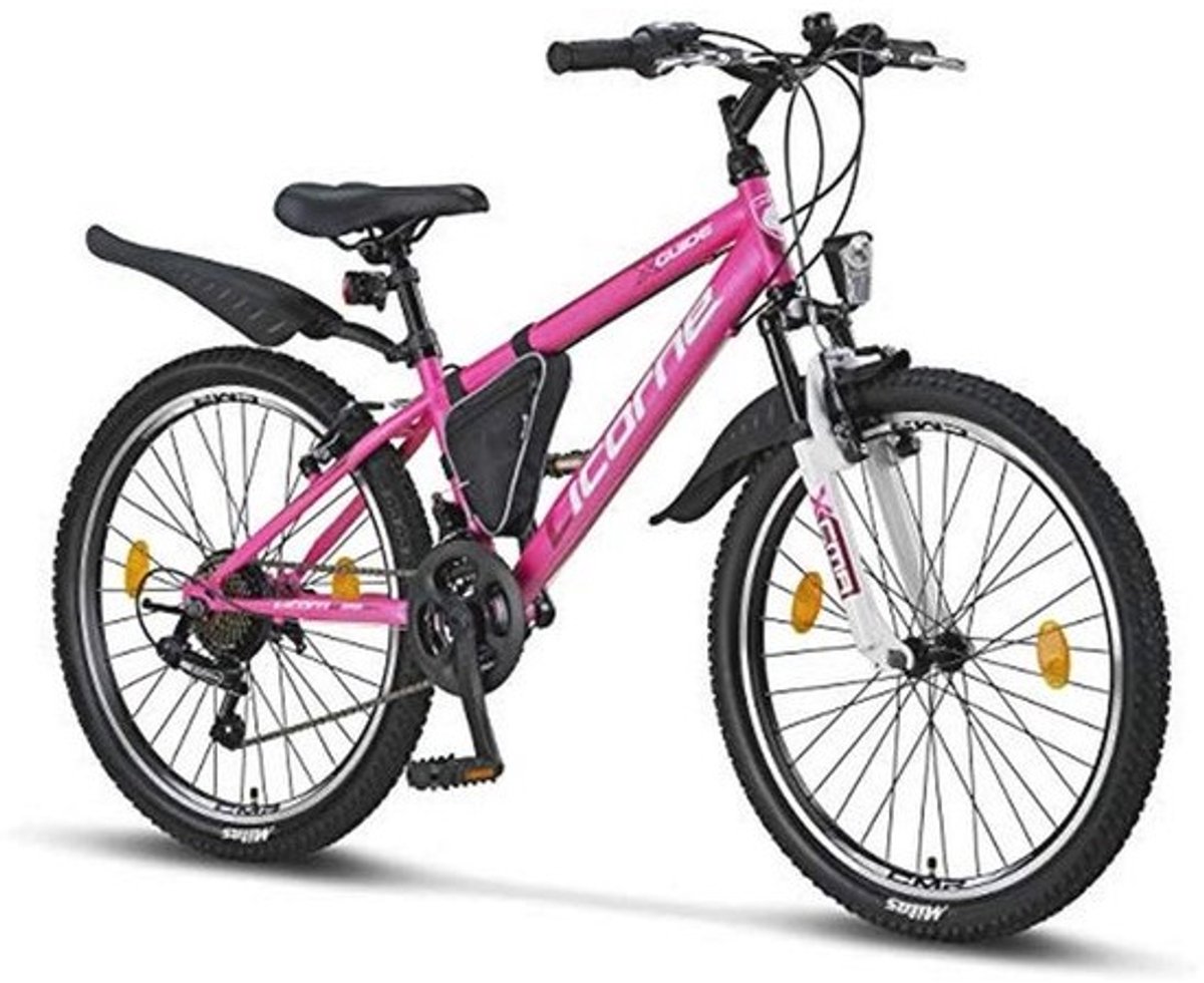 Mountainbike - Sportfiets Terreinfiets - All-terrain fietsen - 21 Shimano versnellingen - 24 inch - Roze/wit