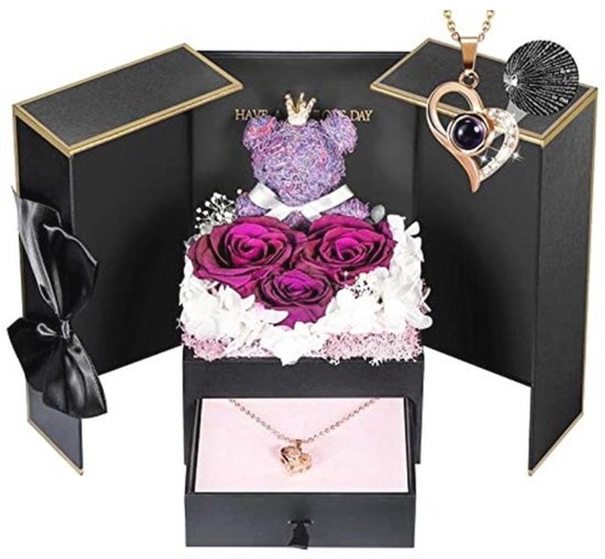 Eeuwige rozenblaadjes met teddybeer - Perfect cadeau voor vrouwen en vriendinnen