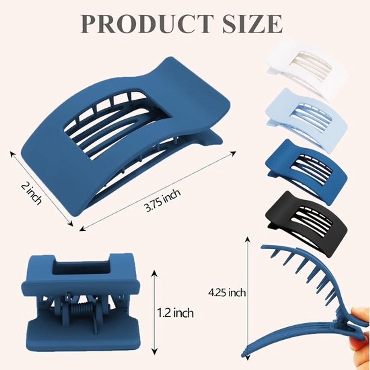 Platte Haarklemmen Set - Grote Klauwklemmen - Haar Styling - Vierkant Design Matte Afwerking - 84 cm - Diverse Kleuren