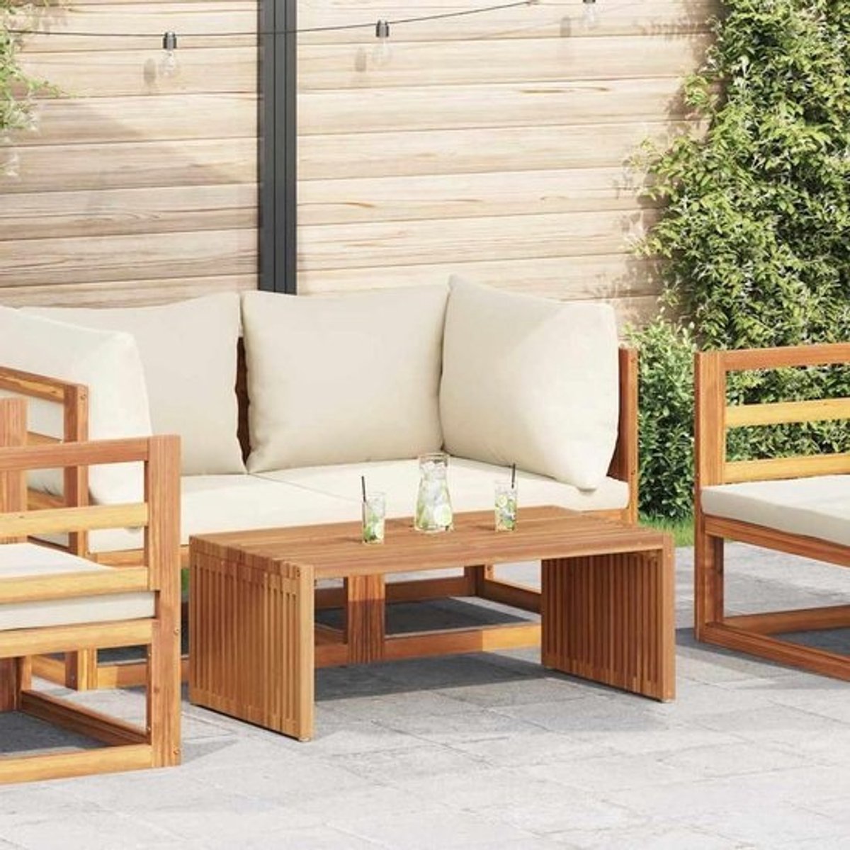 Tuin Salontafel - Koffietafel Buiten - Buiten Ontspannen - Massief Teakhout - 90 cm breed - Bruin