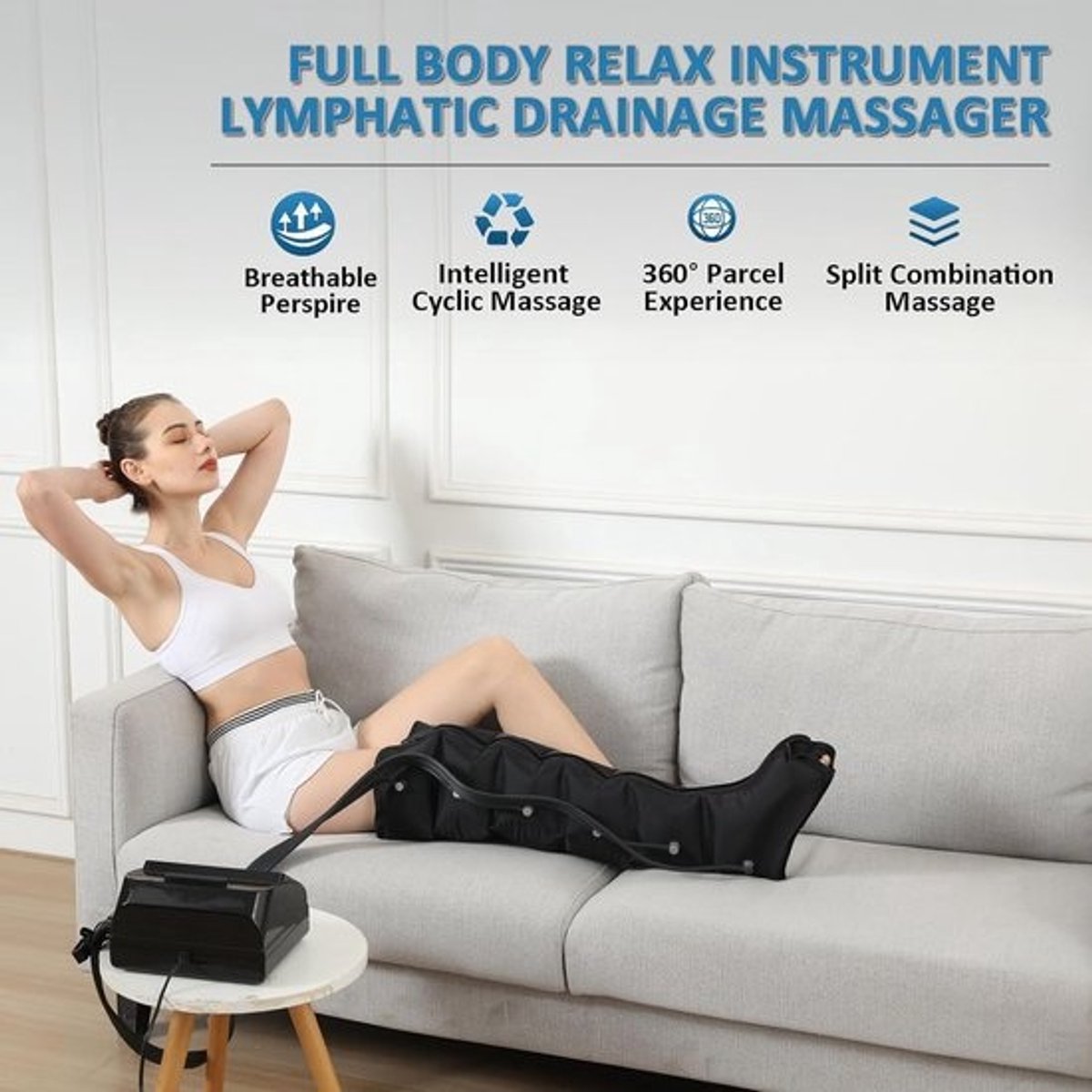 Lymfedrainage Machine - Compressie Apparaat - Betere Bloedsomloop - Zes Luchtkamers - Universeel