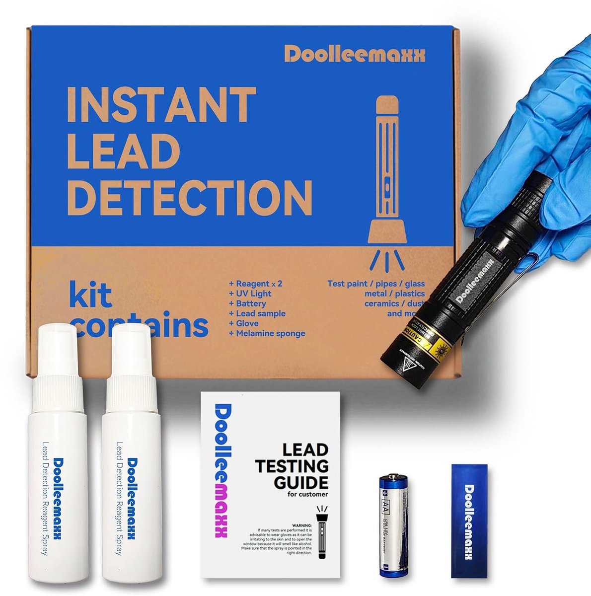 Lead Test Kit voor Verf, Keramiek en Meer - Tot 4800 Toepassingen, UV Licht, Veiligheid Thuis en Eenvoudig in Gebruik