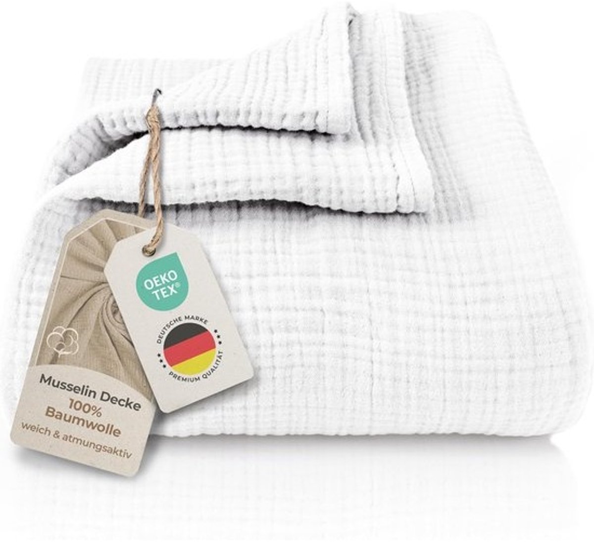 Mousseline sprei 220 x 240 cm XXL - 100% katoen - extra zachte deken voor bed, bank en woonkamer - temperatuurregulerend - OEKO-TEX